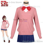 Momo Ayase Cosplay Costume Wig Anime Dandadan School JK Uniform Earrings Pink Sweater Skirt Halloween Party Women