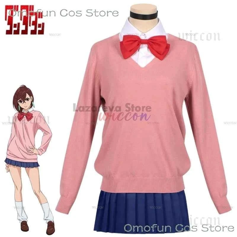 Momo Ayase Cosplay Costume Wig Anime Dandadan School JK Uniform Earrings Pink Sweater Skirt Halloween Party Women