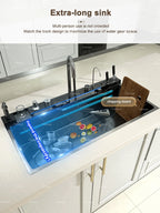 TELISIYAC Stainless Steel Waterfall Kitchen Sink - Large Single Bowl