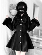 Japanese Mass-Produced Long Wool Collar Coat 20% Wool Waist-Cinching Sweet Girl Long Sleeve Slim Fit Elegant Lolita Woolen Coat