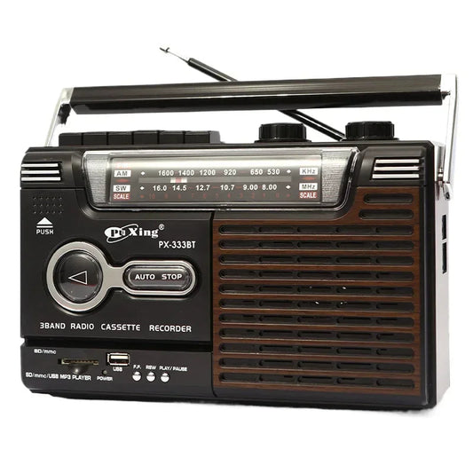 Portable Vintage Retro USB AM/FM/SW Multiband Radio Stereo Wireless Bluetooth Boombox Mp3 Audio Cassette Tape Player Recorder TF SS69 80.69 PX-333BT