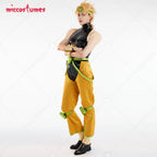 Miccostumes Unisex Full Set Yellow and Black Cosplay Costume with Headdress and Bracers for Halloween Cosplay Costume