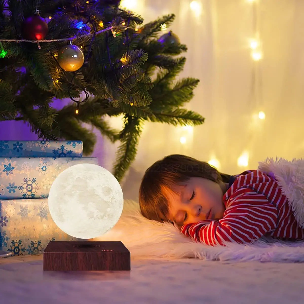 Mexllex Magnetic Floating Moon Lamp - 3D Printed Rotating LED Night Light