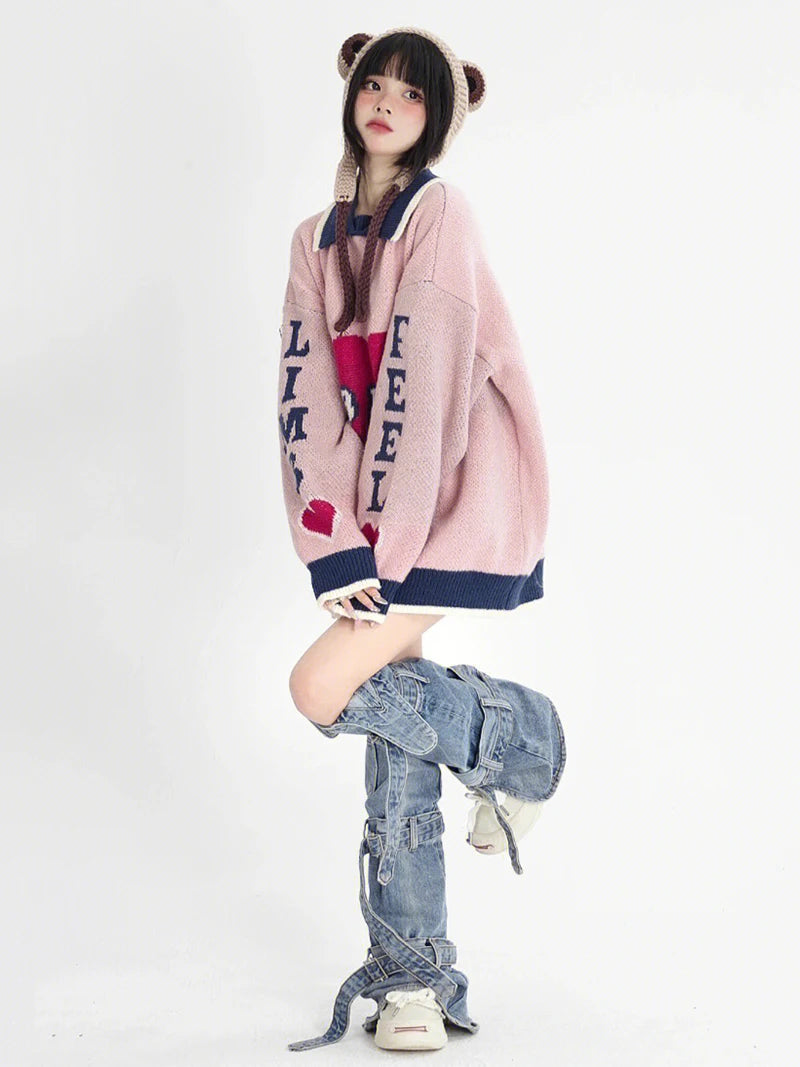 Y2k Denim Leg Warmers with Adjustable Buckle Straps
