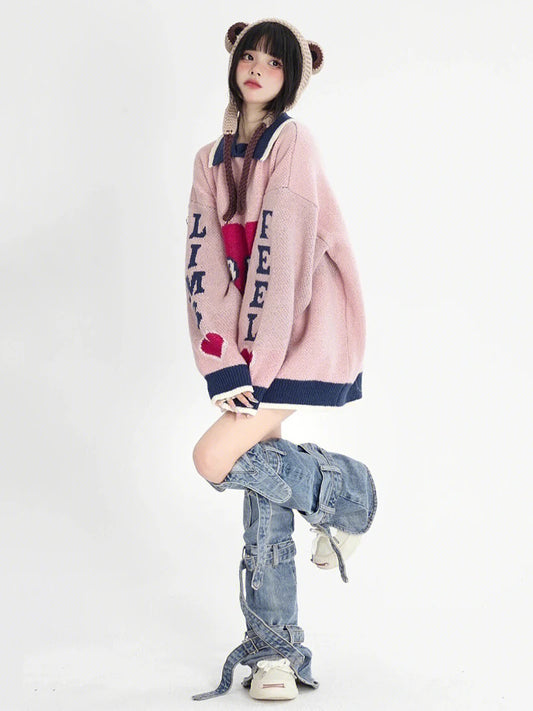SS69 Y2k Denim Leg Warmers with Adjustable Buckle Straps Knee-High Gaiters
