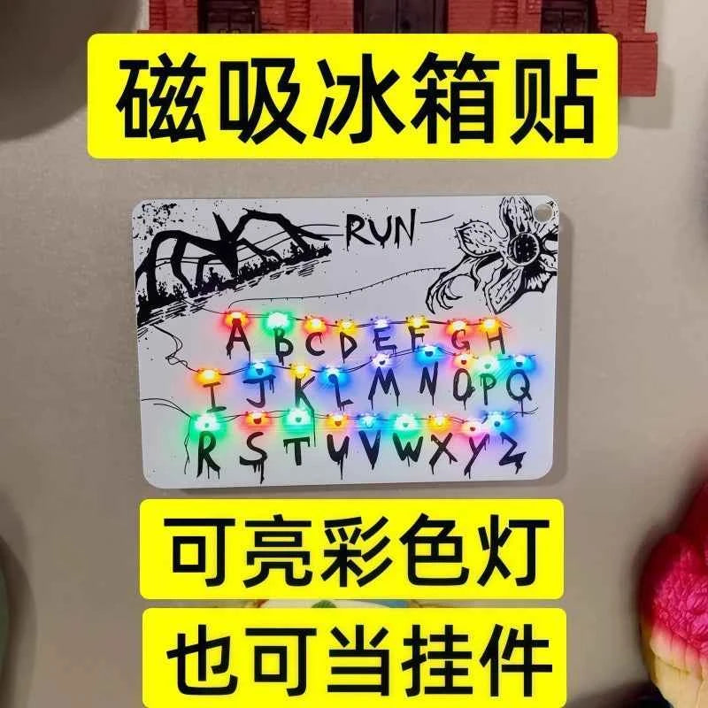 In Stock Strange Things Movie Merchandise Card Light Pendant 26 Letter Light Bag Car Charm Anime Merchandise Festival Gifts