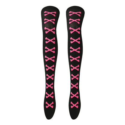 SS69 Women's Bone Print Thigh High Socks - Cotton Blend Cosplay Stockings