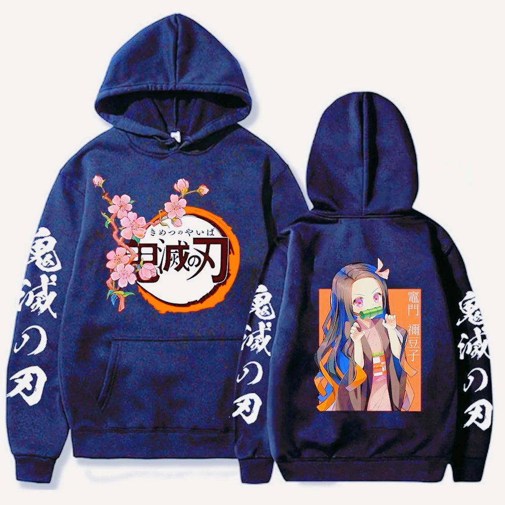 Anime Demon Slayer Kamado Nezuko Print Hooded Men Women Casual Loose Hoodies High Quality Sweatshirt Harajuku Unisex Streetwear