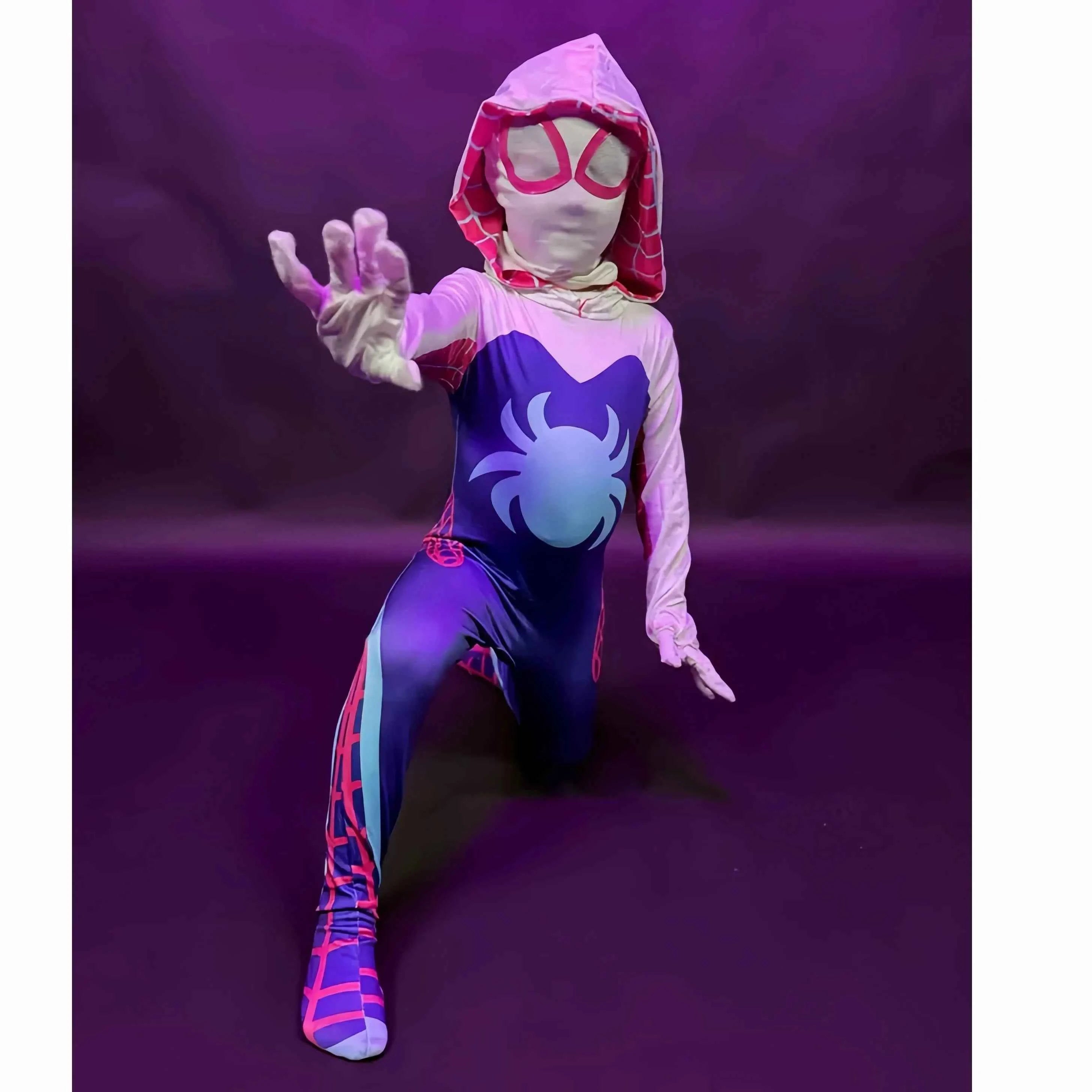 Girls Gwen Superhero Bodysuit Spider Cosplay Mask Suit Jumpsuit Kids Party Fancy Dress Up GwenStacy Carnival Costume For Child