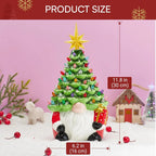 12” Gnome Ceramic Tree Light up Tabletop Xmas Decor with 60 LED Lights Ceramic Tree with Christmas Themed Design Xmas Holiday Indoor Office Table Fireplace Decoration