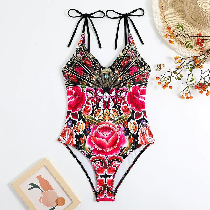 2023 New Arrival Push Up Women Bikini Set Floral Printed Ruffle Bikinis Strappy Bandage Swimwear Brazilian Biquini Bathing Suit SS69