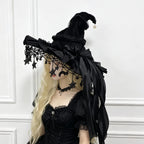 Fashion Halloween Witch Hat Gothic Dark Wizard Cap Lolita Cosplay Accessories Costume Headwear Party Photo Prop Festival Gift