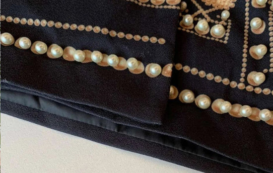 Pearl Embroidery Female Jacket, Full Sleeve Slim Jackets, V Neck, Hidden Button Print Suit, Large Size, Fall Fashion SS69