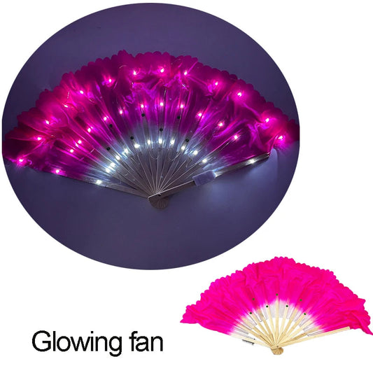 Beautiful Costumes Accessory Props Hand Fans 7 Colors For Choice Men Women Cool Decorative Glow Fan Light Up Disco Dance Night SS69 20.69 13inches fan 03 / one size