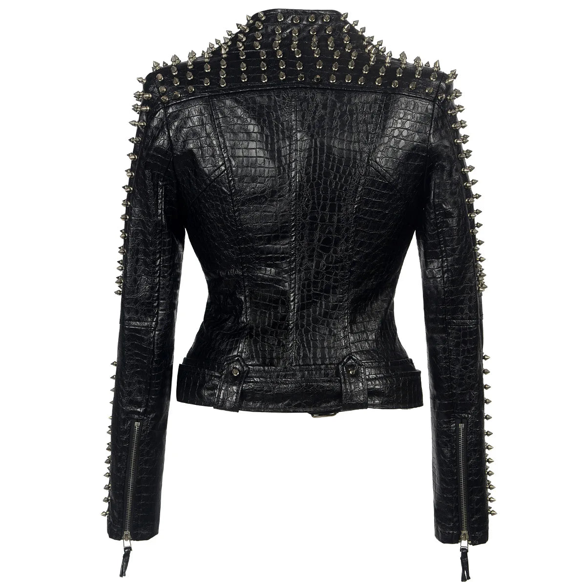 2025 Steampunk Rock Rivet Women's Leather Jacket Slim Short Streetwear Gothic Embroidery PU Leather Locomotive Coat Femme SS69