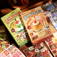 30sheets Kawaii Japanese Showa style cuisine glitter film die-cutting sticker book DIY handmade scrapbook aesthetic stationery SS69