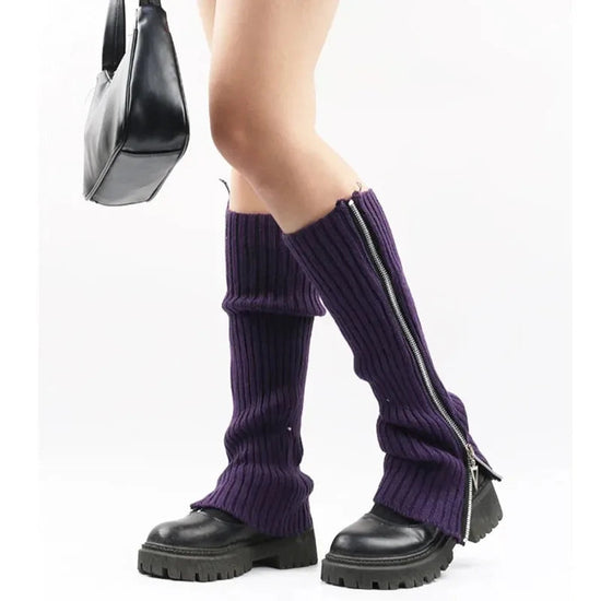 Gothic Women's Striped Leg Warmers Lolita Long Socks Knitted Leggings Japanese Sweets Winter Socks Kawaii Arm Ankle Warmers Y2k SS69 13.69 PURPLE / One Size