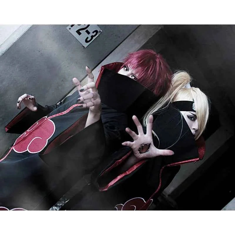 Anime Akatsuki Cloak Cosplay  Long Black Robe Capes Uchiha Itachi Ring Headband Gifts Sasuke Cloak Robe Cape Halloween