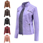 2025 Steampunk Rock Rivet Women's Leather Jacket Slim Short Streetwear Gothic Embroidery PU Leather Locomotive Coat Femme SS69