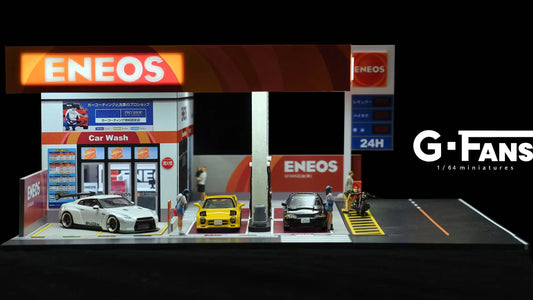 SS69 1/64 Scale Diecast Car Garage Diorama with LED Lighting and Dust Door
