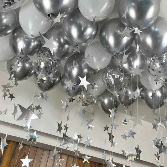 43Pcs Black Gold Silver White Metal Thick Balloons with Pendant Bar Party Birthday Decoration Scene Decoration Sequin Balloons