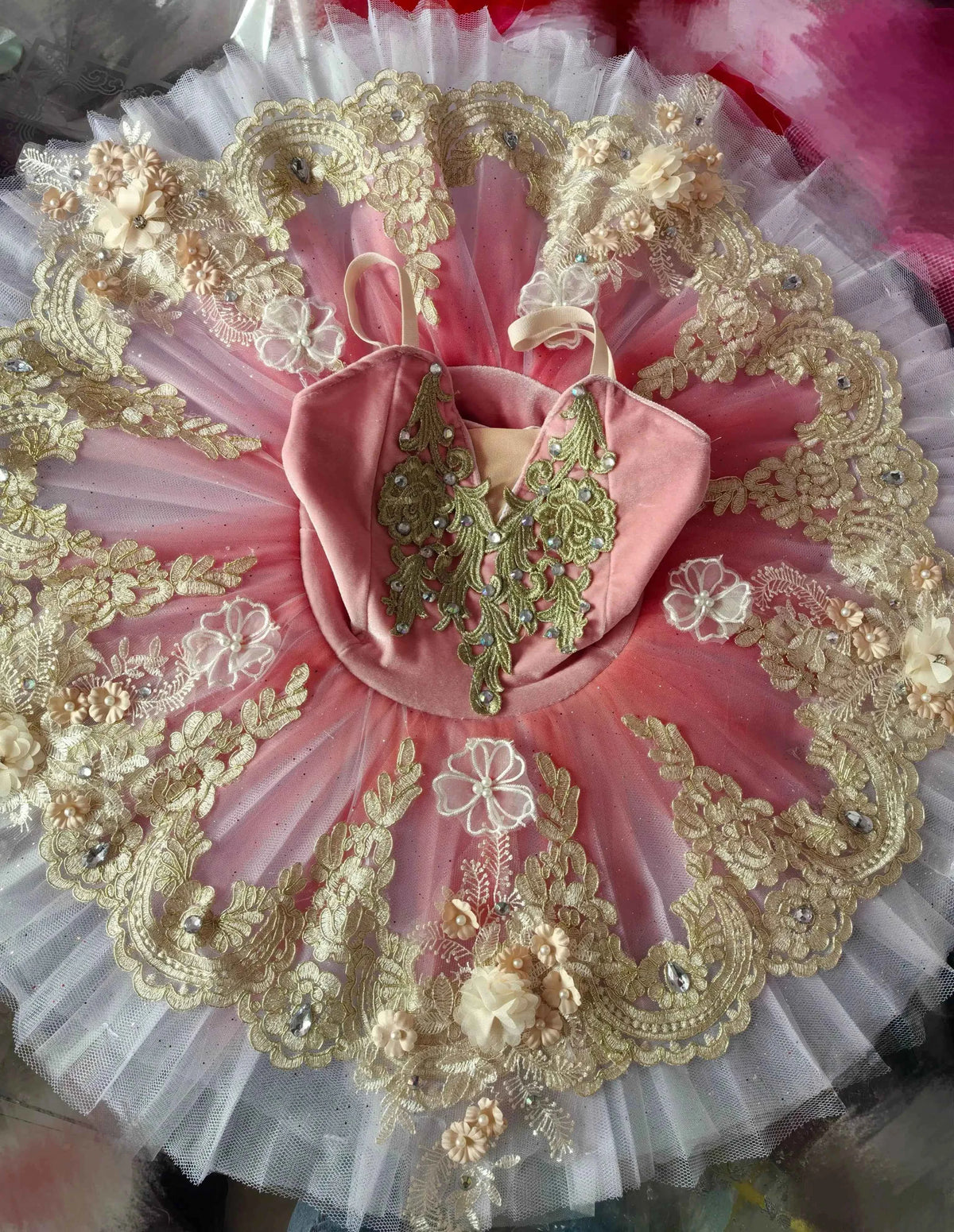 Women Professional Ballet Tutu Dress Lace Flower Platter Tutu Ballerina Skirts Girls Sleeping Beauty Performance Dance Costumes