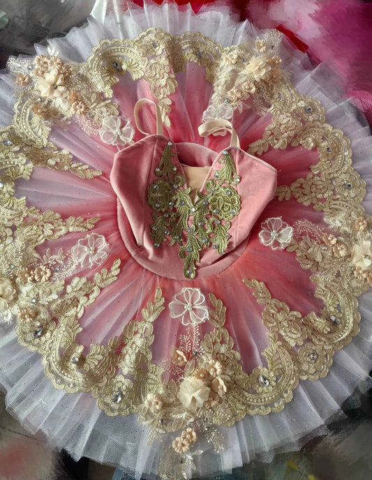 Women Professional Ballet Tutu Dress Lace Flower Platter Tutu Ballerina Skirts Girls Sleeping Beauty Performance Dance Costumes