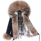 Maomaokong Winter Women Parka Cotton Jacket Real Fur Coat Natural Fox Fur Hooded Rabbit Fur Liner Thick Warm Outerwear Female