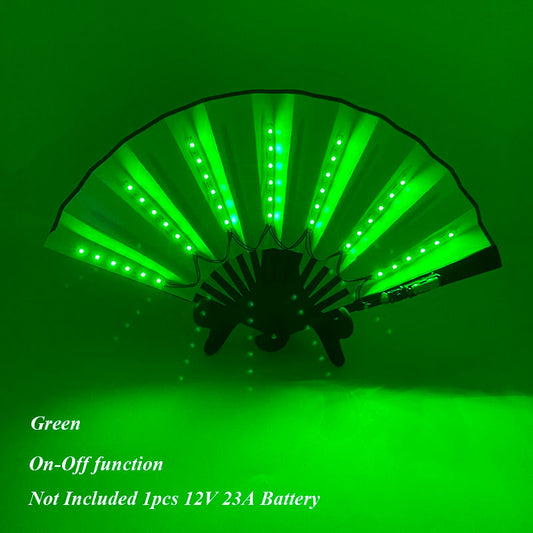 Beautiful Costumes Accessory Props Hand Fans 7 Colors For Choice Men Women Cool Decorative Glow Fan Light Up Disco Dance Night SS69 8.69 8 inches green / one size