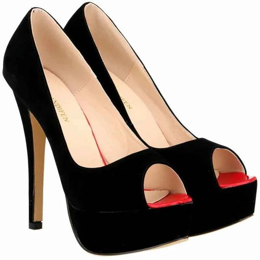 Women Platform Sandals Stilettos Sexy Stripper Pole Dance High Heels Pumps Peep Toe Ladies Nighclub Party Black Wedding Shoes
