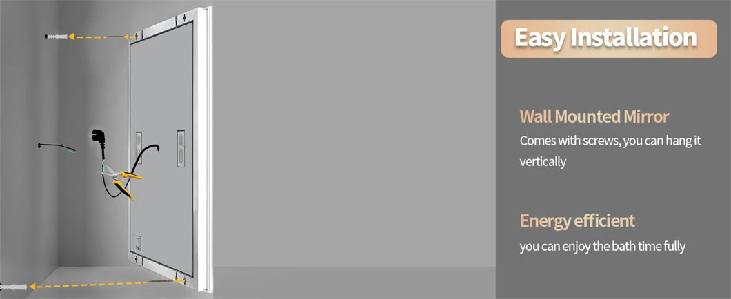 Smart LED Bathroom Mirror Rectangle Wall Mount Mirror w Bluetooth Speaker,Time,Temperature,Light Memory,Front & Backlit,Anti-Fog SS69