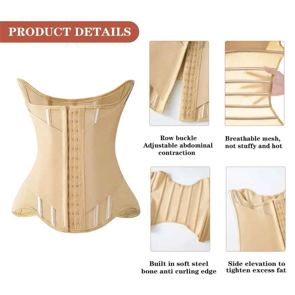 MiiOW U-shaped Waist Trainer Corset Women Buttoned Shapers Breast Lifted Waist Trainer Steel Bone Slimming Breathable Shapewear