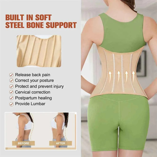 MiiOW U-shaped Waist Trainer Corset Women Buttoned Shapers Breast Lifted Waist Trainer Steel Bone Slimming Breathable Shapewear