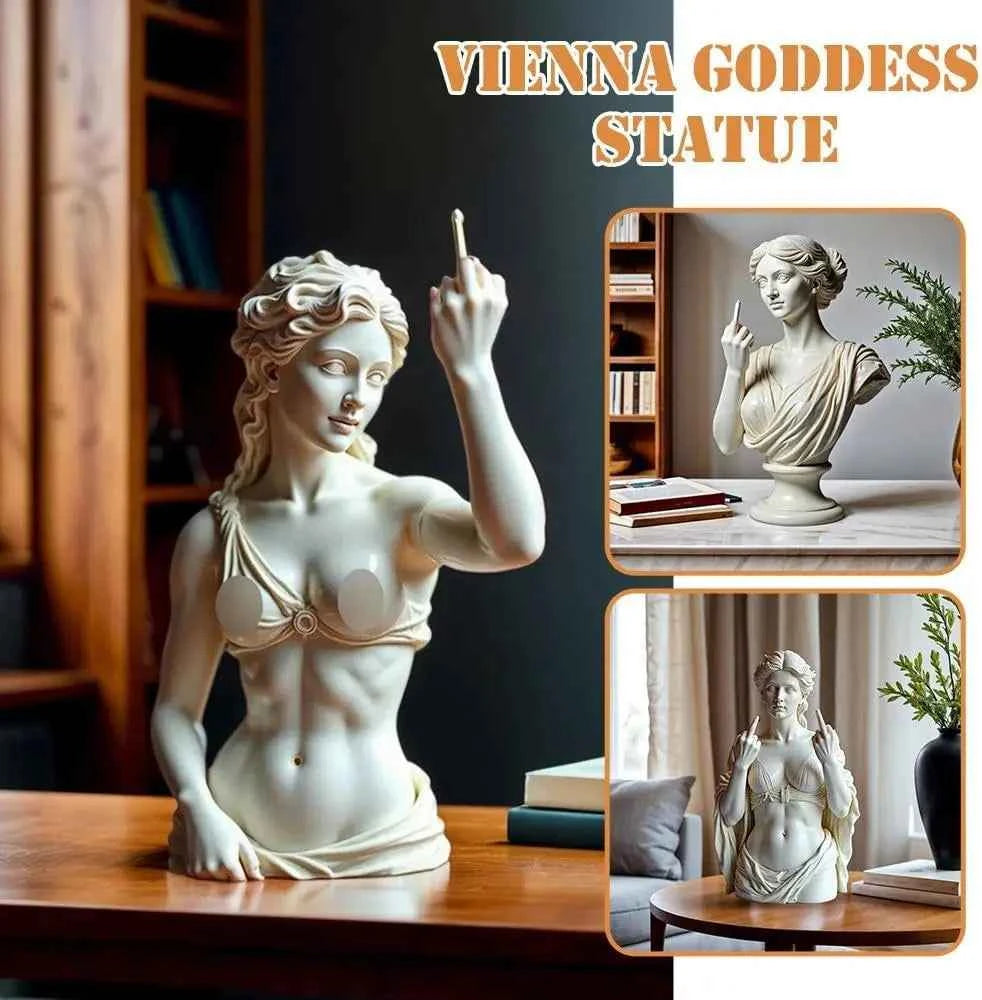 Vienna Goddess Statue With Vertical Middle Finger Resin Craftsmanship 3d Mocking Goddess Ornament For Home Decor