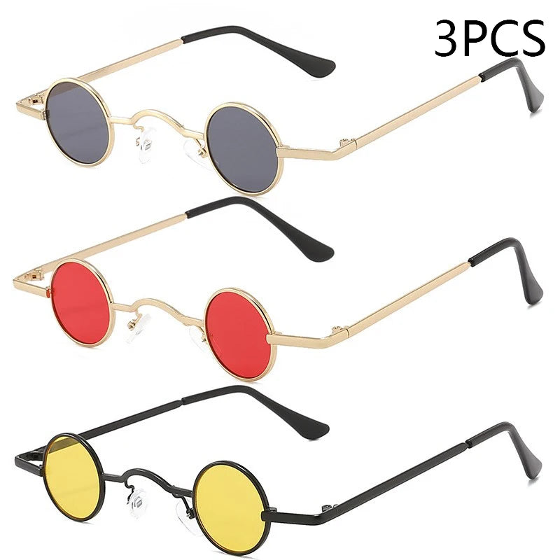 Vintage Rock Punk Man Sunglasses Classic Small Round Sunglasses Women Wide Bridge Metal Frame Black Lens Driving Eyewear SS69 10.69 Burgundy