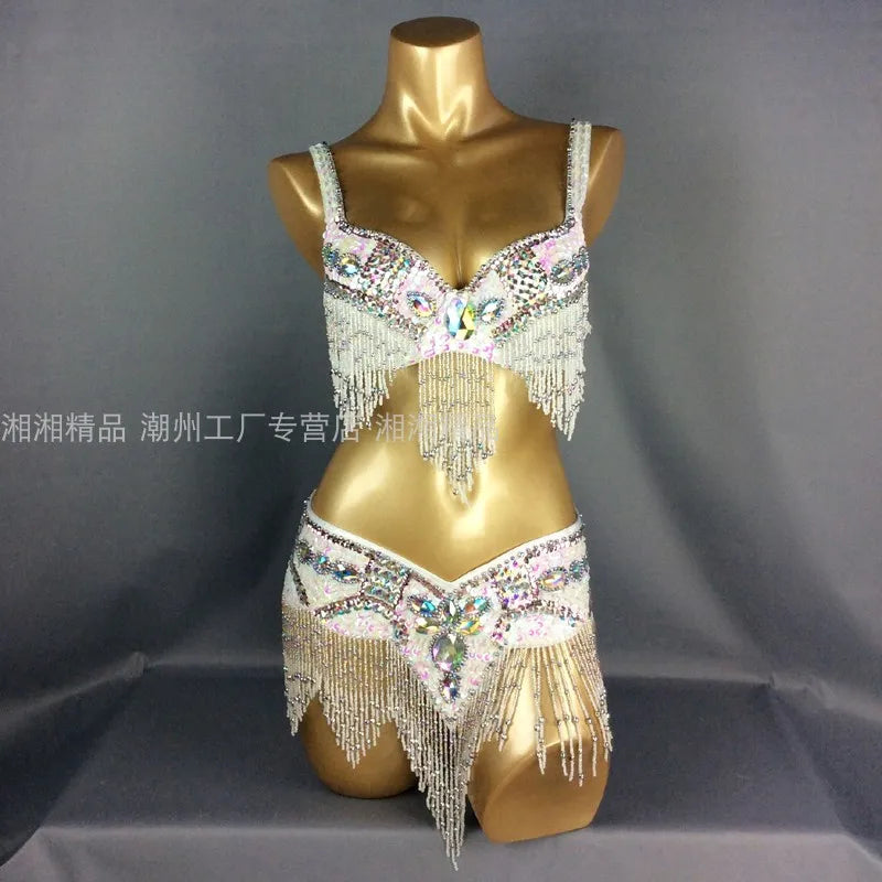 Sexy Girl Belly Dance Costume Wear Bar+Belt 2pc Set 10 Colors Ladies Bellydancing Costumes Bellydance Clothes