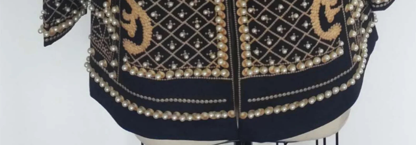 Pearl Embroidery Female Jacket, Full Sleeve Slim Jackets, V Neck, Hidden Button Print Suit, Large Size, Fall Fashion SS69