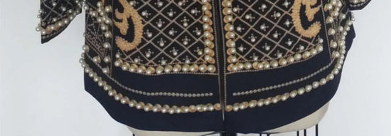 Pearl Embroidery Female Jacket, Full Sleeve Slim Jackets, V Neck, Hidden Button Print Suit, Large Size, Fall Fashion SS69