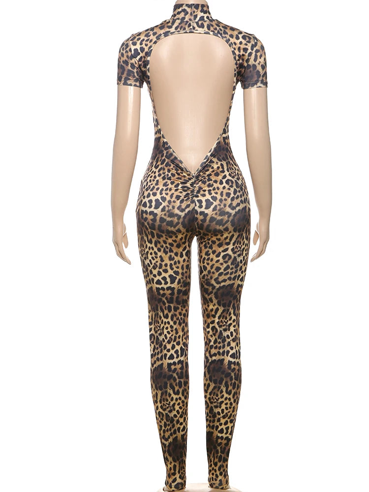 Nibber Sporty Backless Jumpsuit Women Peach Buttocks Fitness Shorts Sleeve Summer Trend Street Activity Casual Workout Overalls SS69