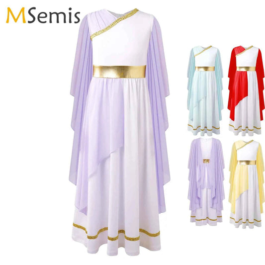 Halloween Ancient Greek Toga Costume Grecian Sleeveless Gown Dress Shawls Flowy Tulle Dress Cosplay Performance Costume