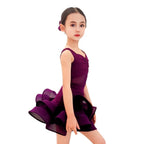 Girls Purple Latin Dance Dress for Rumba & Samba