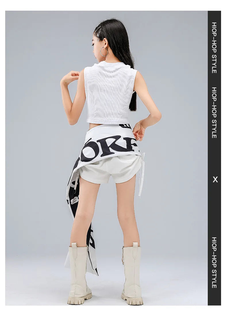 Girls K-Pop Street Dance Crop Top & Hot Pants Set