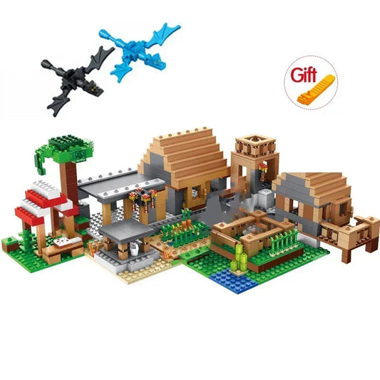 2024 NEW Compatible My World Minecraftinglys Building Village City Tree House Waterfall Warhorse Bricks Toys For Children Gifts SS69 38.69 No Box 11