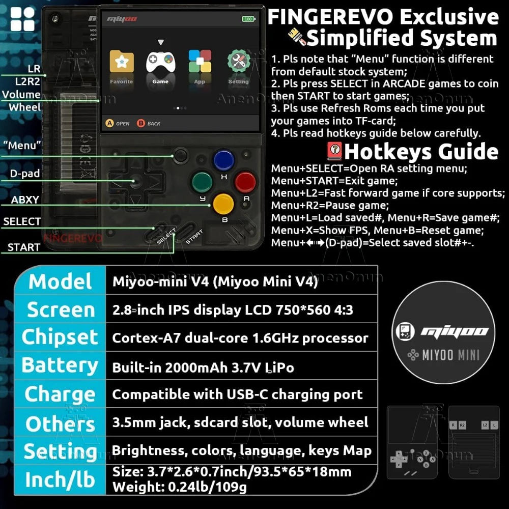 Miyoo Mini V4 2.8-inch Handheld Game Players 18000 Games 15 Emulator Portable Video Gaming Console Kids Retro Mini Game Machine SS69