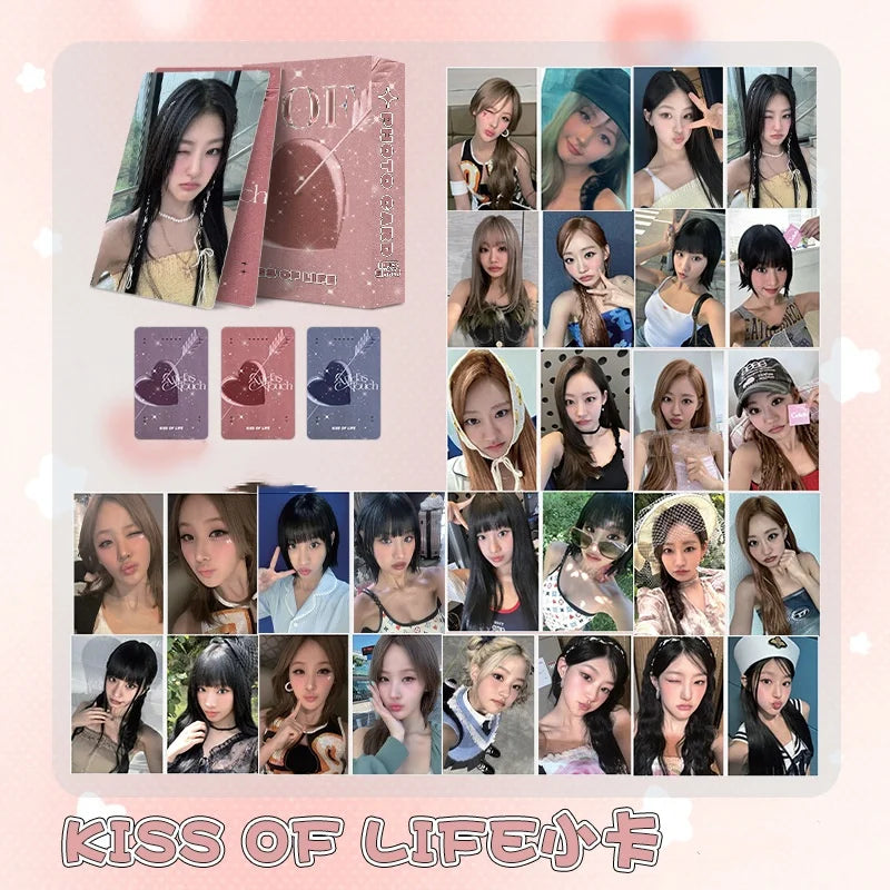 50PCS/SET Kpop Kiss Of Life Laser Small Cards LOMO Cards JULIE NATTY BELLE HANEUL Fans Gifts Collection SS69