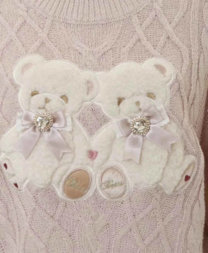 Mine Style Autumn and Winter Classic Cartoon Bear Sweater Lady Girls Sweet Round Neck Loose Sweater Japanese Liz Knit Tops