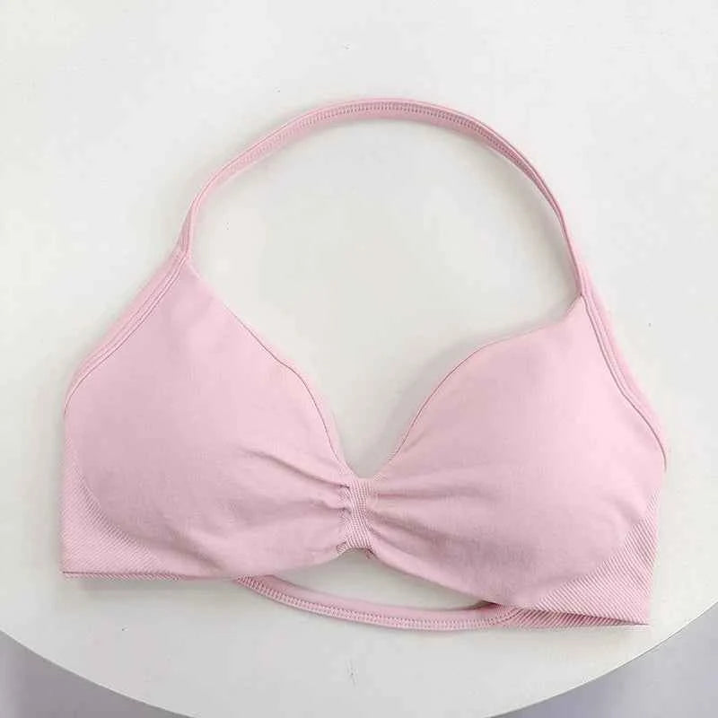 Women's High-Support Lace-Up Sports Bra - Thin-Strap Camisole, Seamless, Tight-Fit for Push-Up Training & Yoga, Gym Top