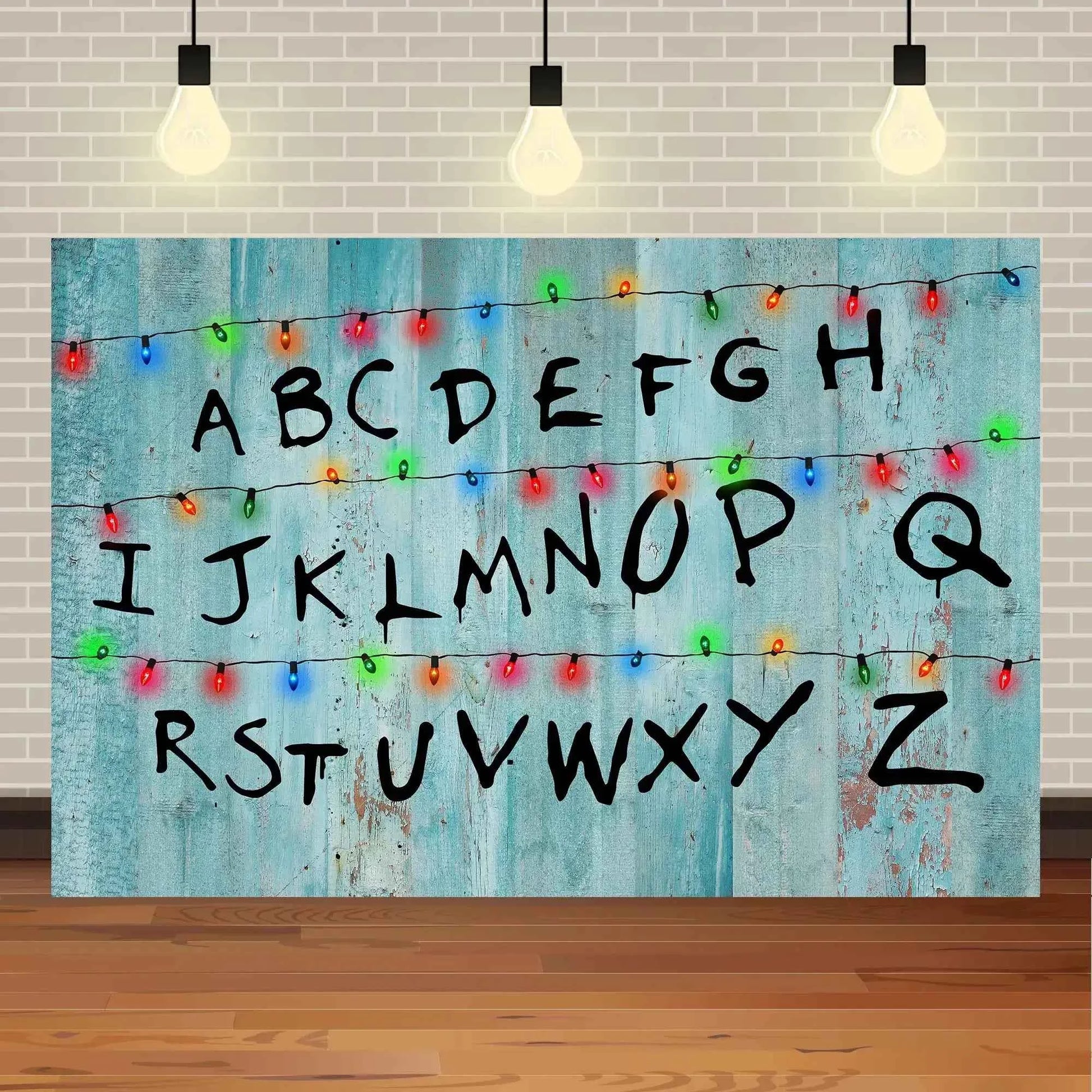 American TV Stranger Theme Background Lights Alphabet Episode Series Vinyl Banner Party Decoration Supplies Photo Prop Baby Gift
