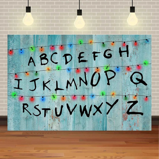 American TV Stranger Theme Background Lights Alphabet Episode Series Vinyl Banner Party Decoration Supplies Photo Prop Baby Gift