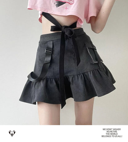 Black Pink Y2K Clothing Set Hot Girls Strapless Strap Short Sleeve T-shirt Slimming Jeans Long Pants Female 4 Piece Set Outfits SS69